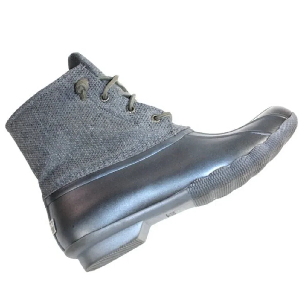 Sperry Syren Two Tone Gray Twill Graphite Gulf Duck Boot, Size 9